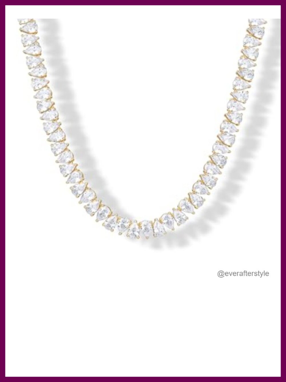 14K Gold Plated Pear-Cut CZ Tennis Necklace for Women 18"